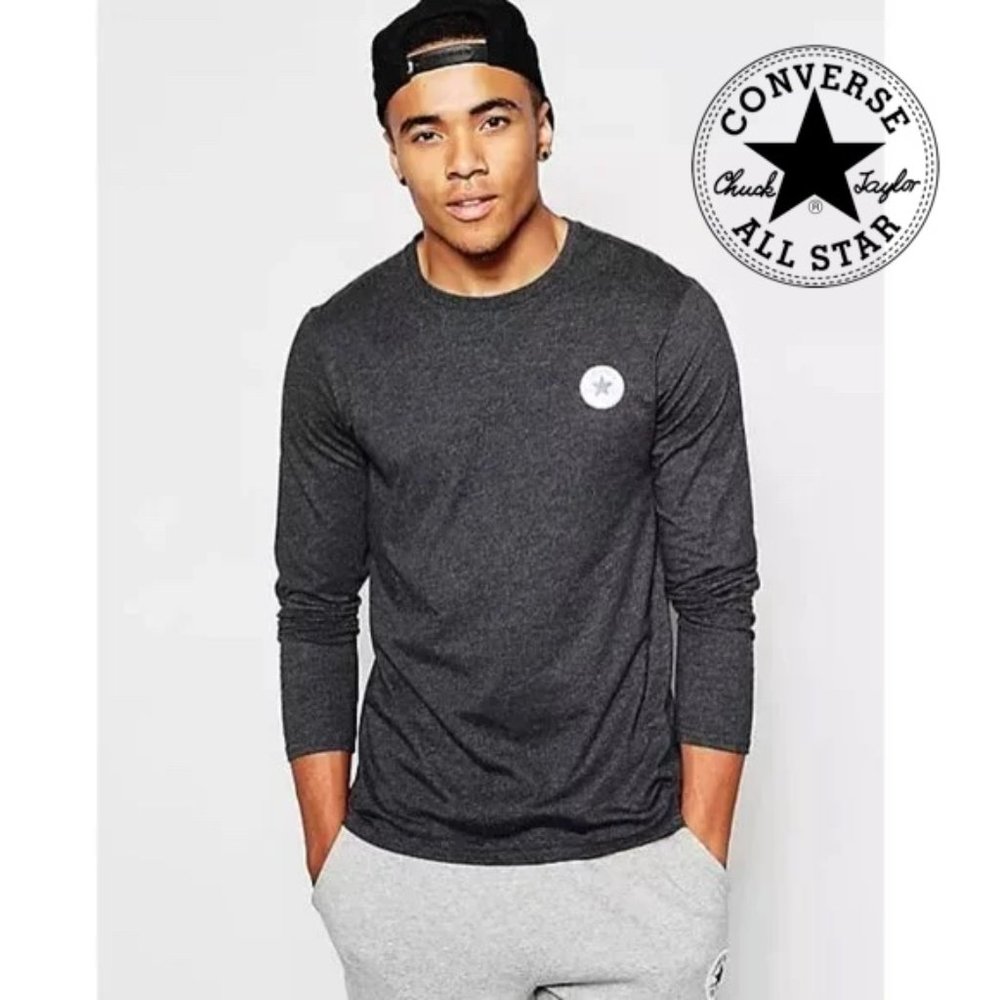 Converse All Star Chest Logo Adult Long Sleeve T-Shirt Dark Grey Small